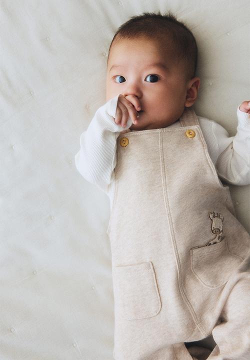 H&M - 2-piece cotton set - light beige/white
