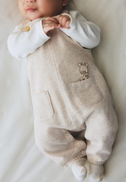 H&M - 2-piece cotton set - light beige/white