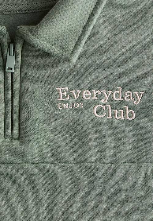 H&M - Embroidery-detail zip-top sweatshirt - green/everyday club