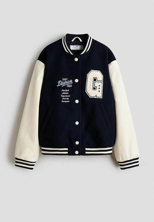 H&M - Appliqu?d baseball jacket - navy blue/east district