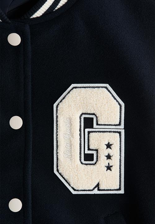 H&M - Appliqu?d baseball jacket - navy blue/east district