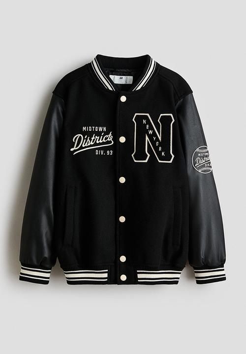 H&M - Appliqu?d baseball jacket - black/new york