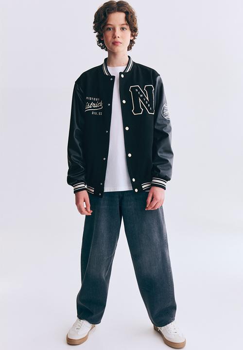H&M - Appliqu?d baseball jacket - black/new york