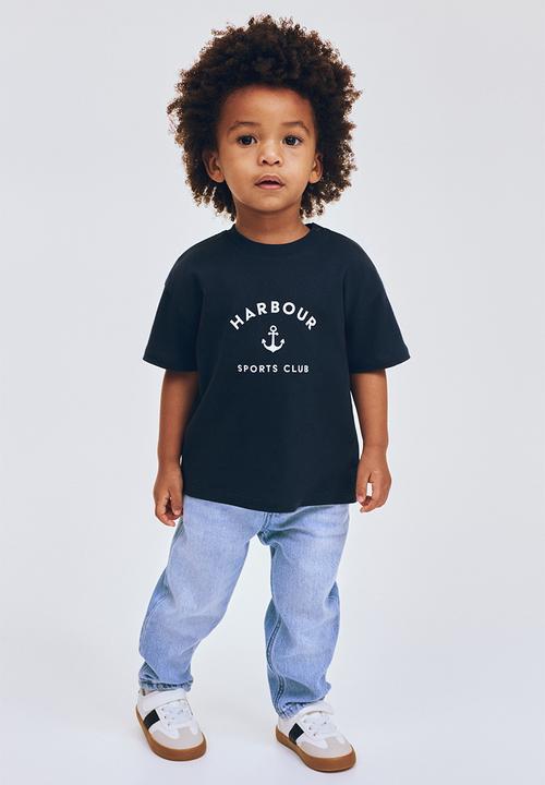 H&M - Printed cotton t-shirt - navy blue/harbour