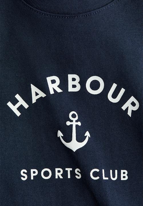 H&M - Printed cotton t-shirt - navy blue/harbour