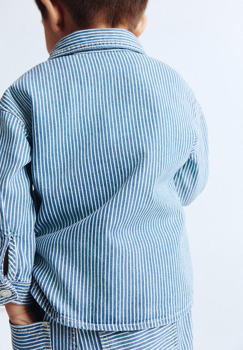 H&M - Cotton twill joggers - blue/white striped
