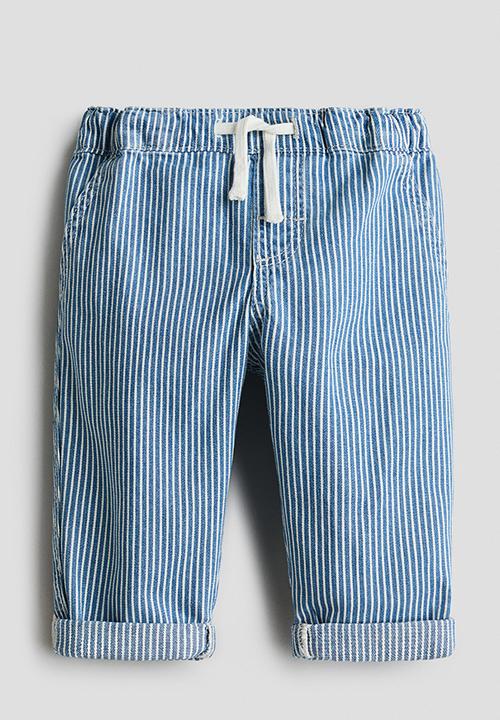 H&M - Cotton twill joggers - blue/white striped
