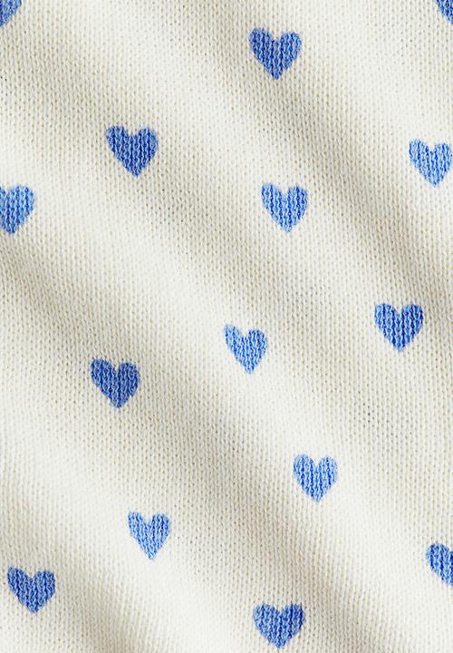H&M - Fine-knit printed cardigan - cream/hearts