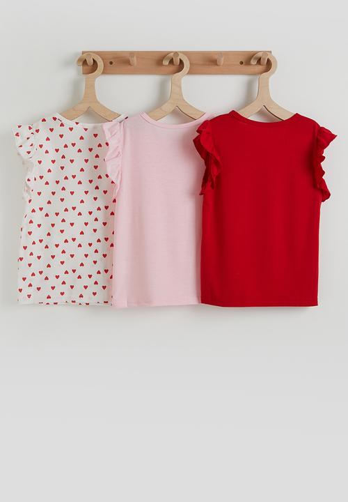 Pop Candy - 3 pack frilled sleeve tees - multi
