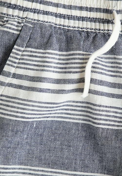 H&M - Linen-blend shorts - dark blue/white striped