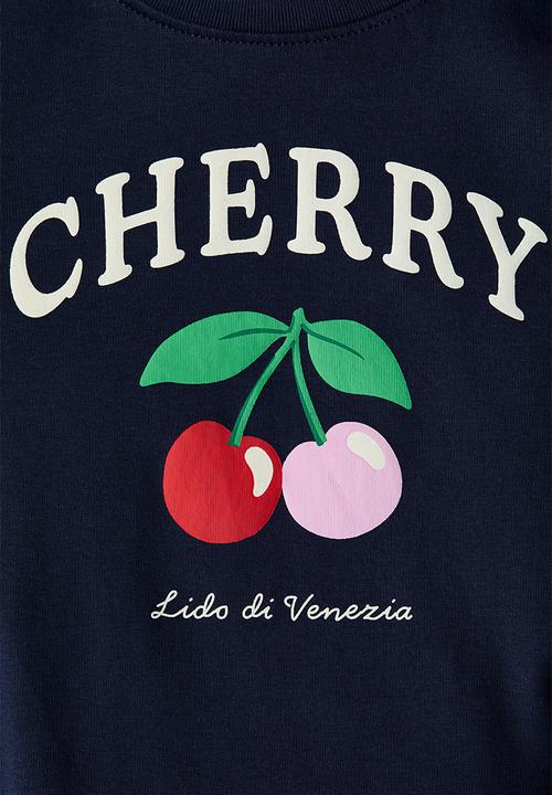 H&M - Printed top - navy blue/cherry