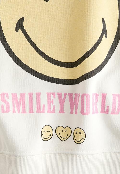 H&M - Oversized printed sweatshirt - white/smileyworld®