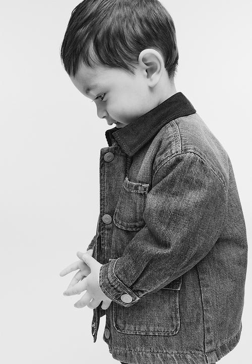 H&M - Corduroy-collar denim jacket - denim blue