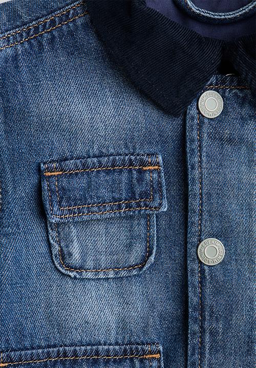 H&M - Corduroy-collar denim jacket - denim blue
