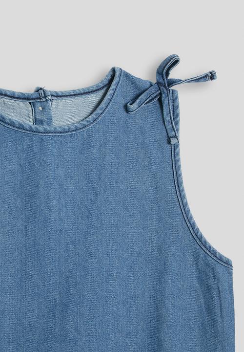 Pop Candy - Denim scallop edge blouse and shorts - blue