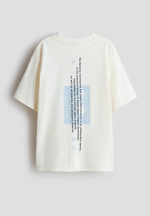 H&M - Loose-fit printed t-shirt - cream/nasa