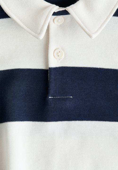 H&M - Cotton rugby shirt - white/navy blue