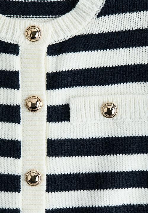 H&M - Short-sleeved cardigan - white/navy blue striped