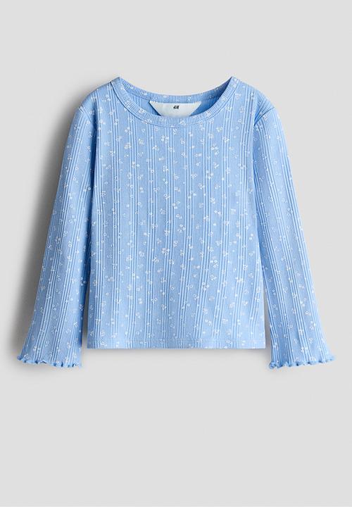 H&M - Ribbed jersey top - blue/floral