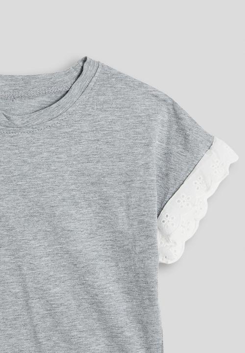 Pop Candy - Anglaise trim sweatset - grey/white