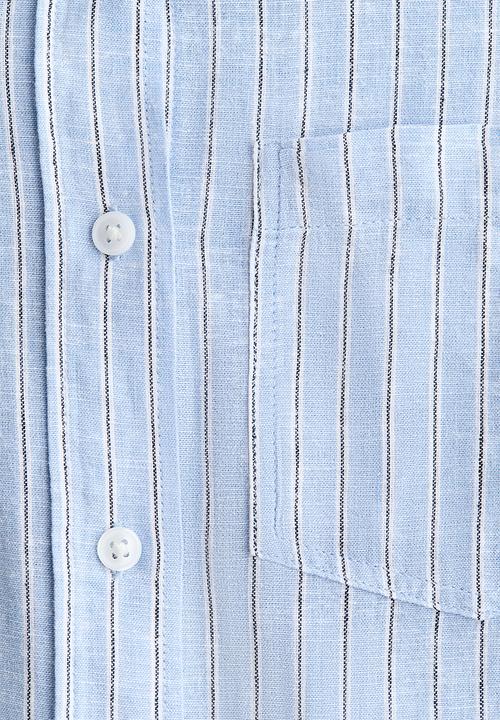 H&M - Linen-blend shirt - light blue/striped