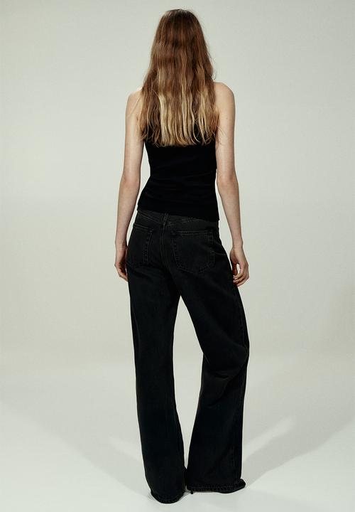 H&M - Wide high waist jeans - washed black