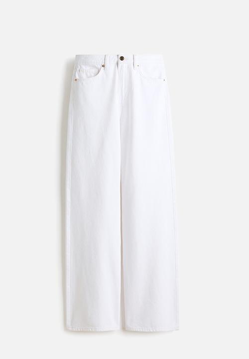 H&M - Wide high waist jeans - white