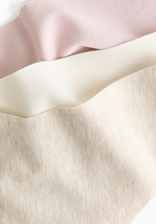 H&M - 3-pack invisible cotton brazilian briefs - pink/cream/light beige marl
