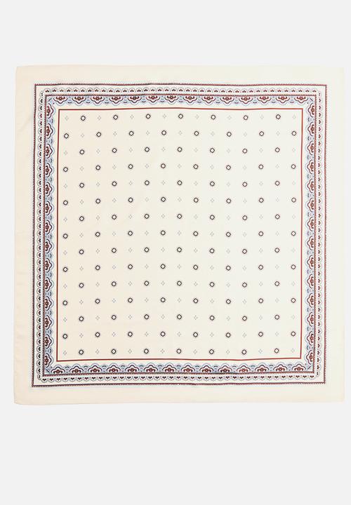 H&M - Patterned scarf - light beige/light blue