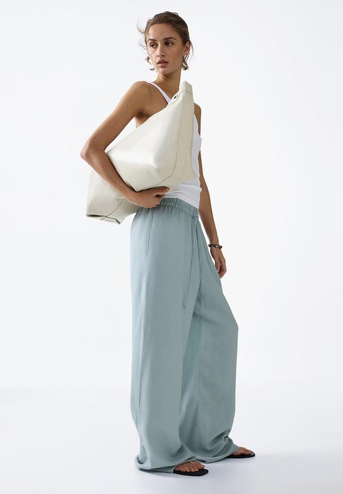 H&M - Linen-blend trousers - light turquoise