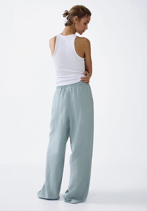 H&M - Linen-blend trousers - light turquoise