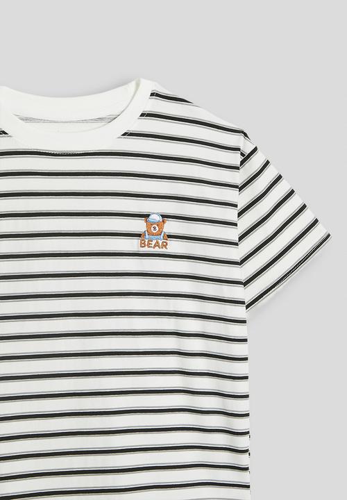 Pop Candy - Crew neck tee & shorts - black stripes & black