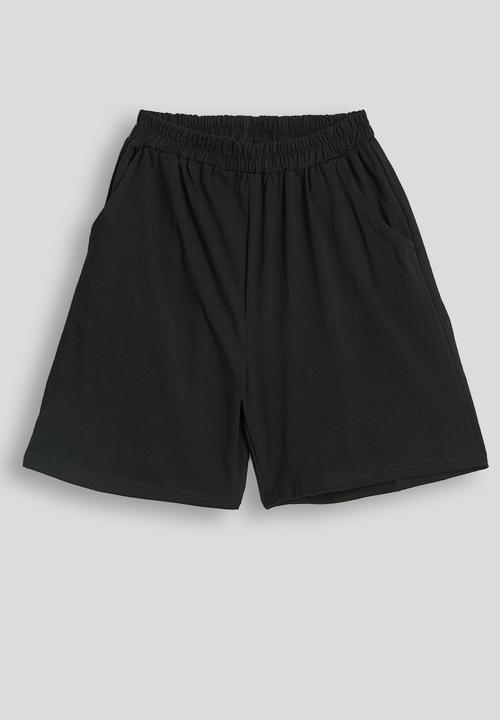 Pop Candy - Crew neck tee & shorts - black stripes & black
