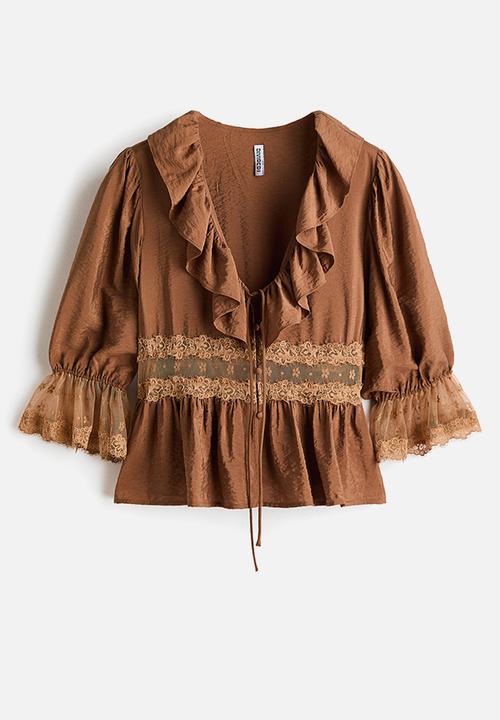 H&M - Lace-detail blouse - brown