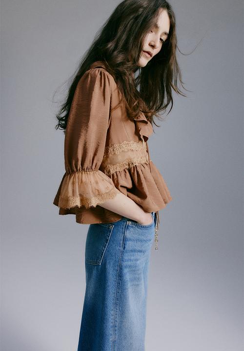 H&M - Lace-detail blouse - brown