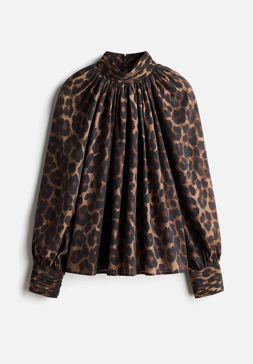 H&M - Draped blouse - brown/leopard print