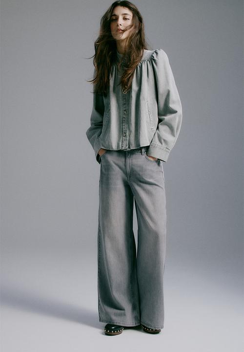 H&M - Wide regular waist jeans - grey