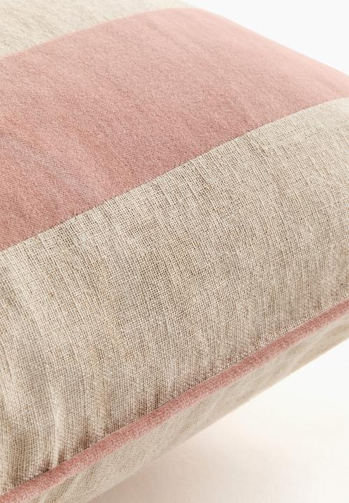 H&M - Linen-blend cushion cover - light pink/beige striped