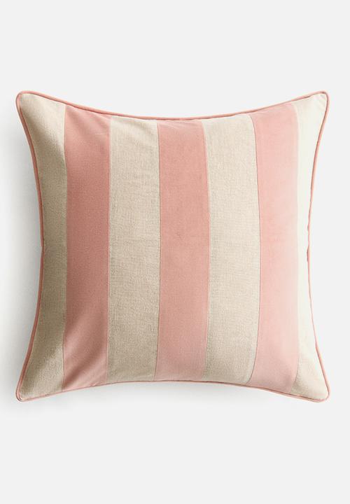H&M - Linen-blend cushion cover - light pink/beige striped