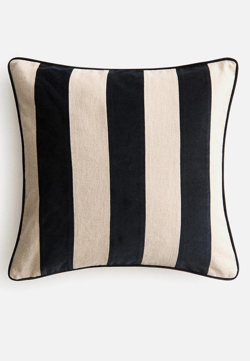 H&M - Linen-blend cushion cover - light beige/black striped