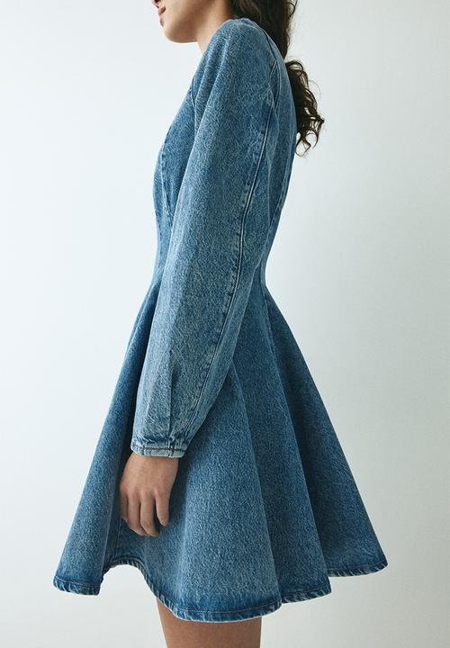 H&M - Flared-skirt denim dress - denim blue