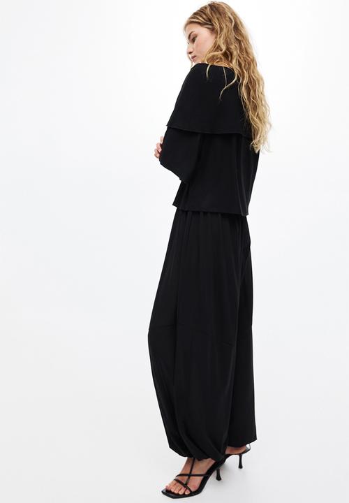 H&M - Cape-detail jersey top - black