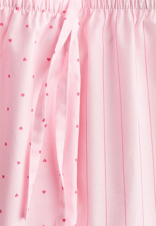 H&M - 2-pack pyjama shorts - pink/striped