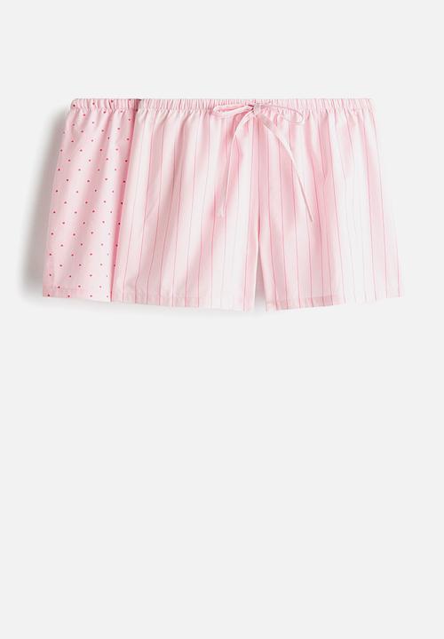 H&M - 2-pack pyjama shorts - pink/striped