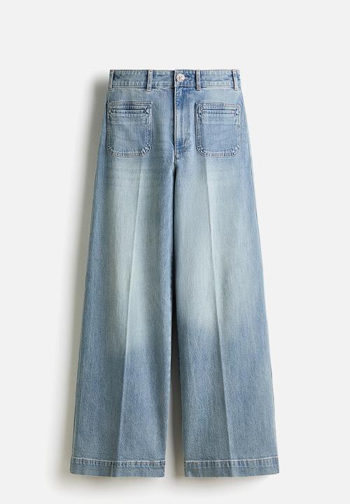 H&M - Wide high jeans - light denim blue