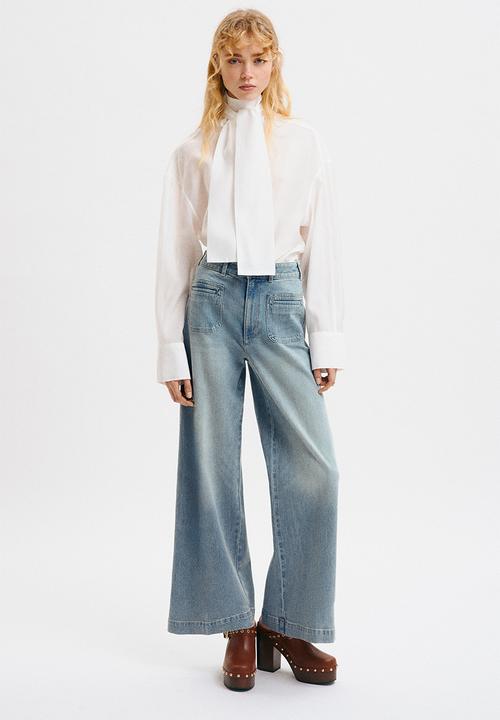 H&M - Wide high jeans - light denim blue