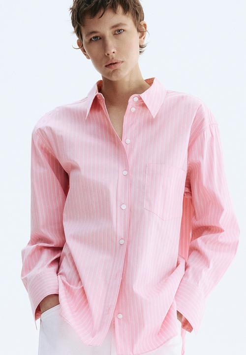 H&M - Oversized shirt - pink/striped