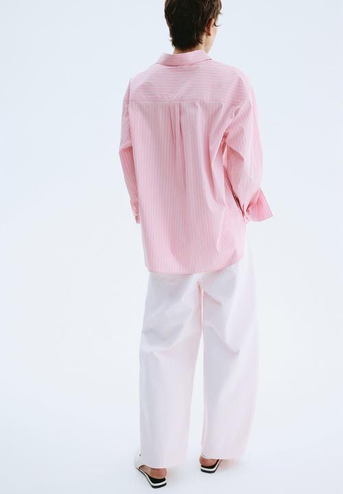 H&M - Oversized shirt - pink/striped