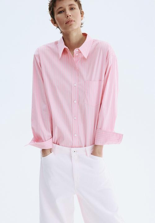 H&M - Oversized shirt - pink/striped