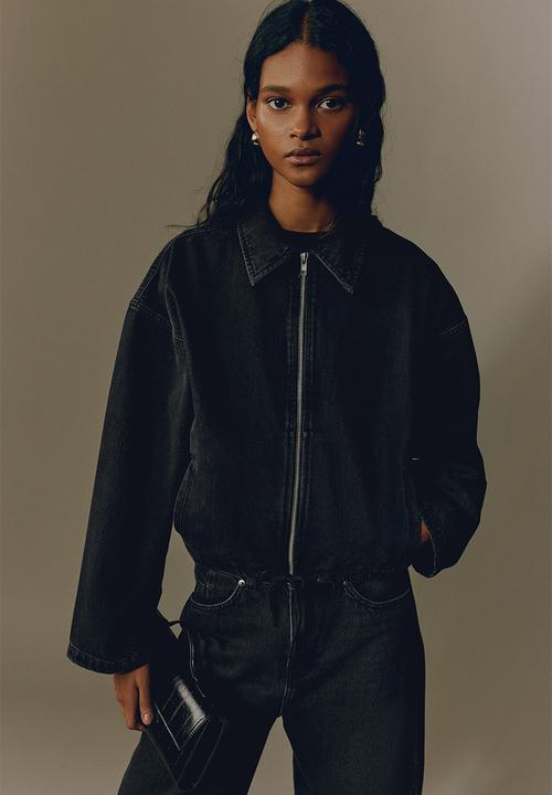 H&M - Collared denim jacket - washed black